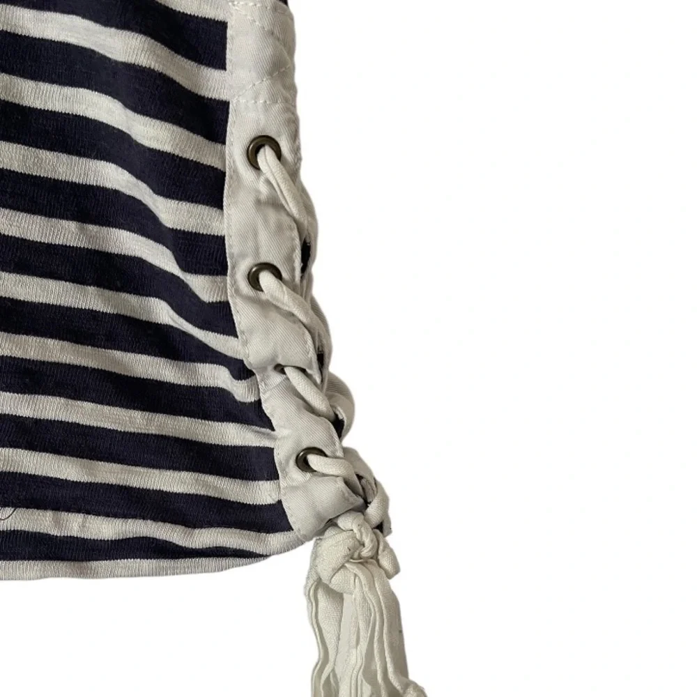 J. Crew‎ 100% Cotton Blue & White Striped Side-Tie Tee S
